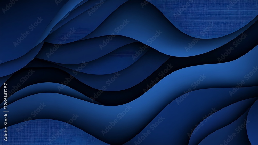 Obraz premium Abstract Blue Wave Digital Painting: Layered Texture Design AI Generated
