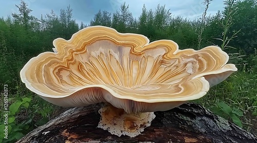 Giant Sulphur Shelf Fungus in a Summer Meadow AI Generated photo