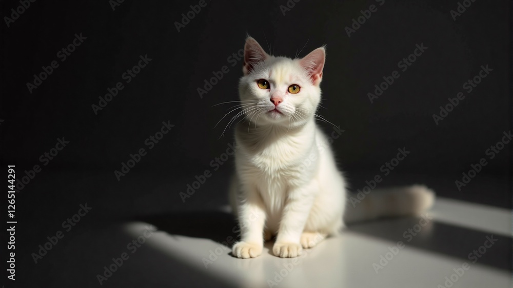 Fototapeta premium White Kitten in Sunbeam