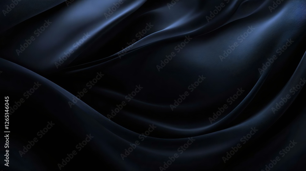 Obraz premium Elegant deep black silk fabric with smooth waves, ideal for backgrounds, textures, and fashion design.