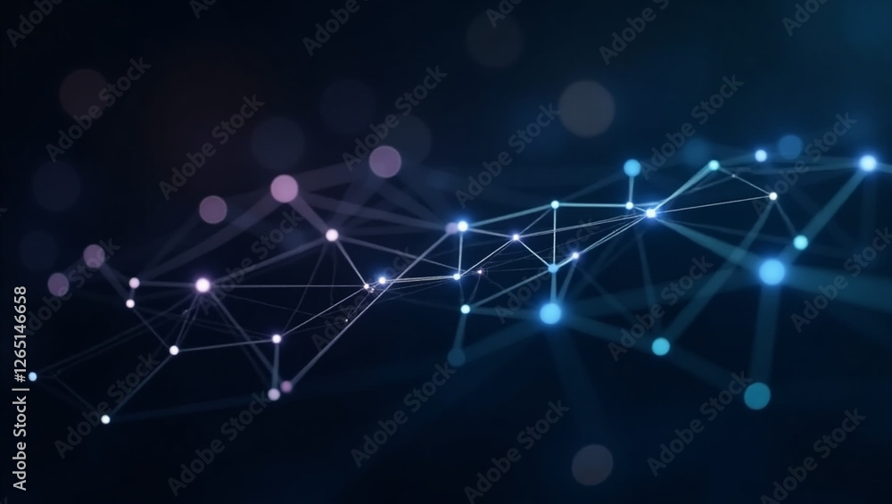 Obraz premium Blue abstract lines come together and define the direction, and technology background. Spark-like network grids abstract background