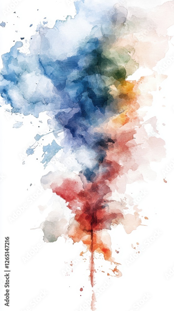 Obraz premium Vibrant watercolor splash in blue and red for creative art design. Yom HaZikaron