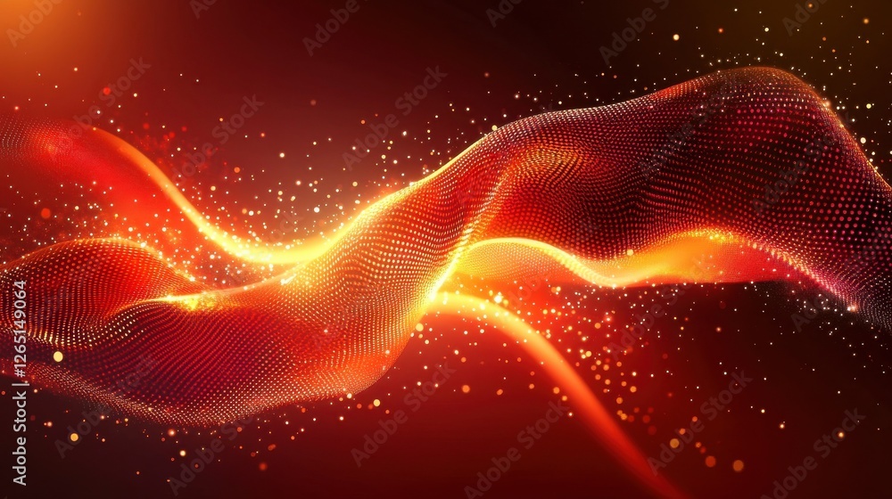 Abstract red background with glowing particles and geometric shapes. Abstract red background with glowing particles and geometric shapes.