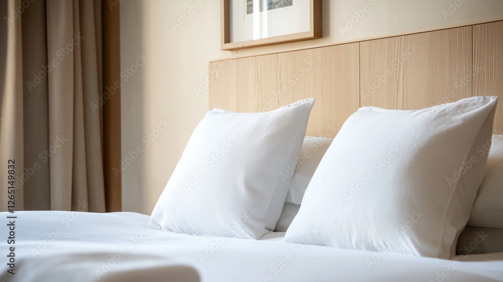 Obraz premium A bed with two white pillows on it