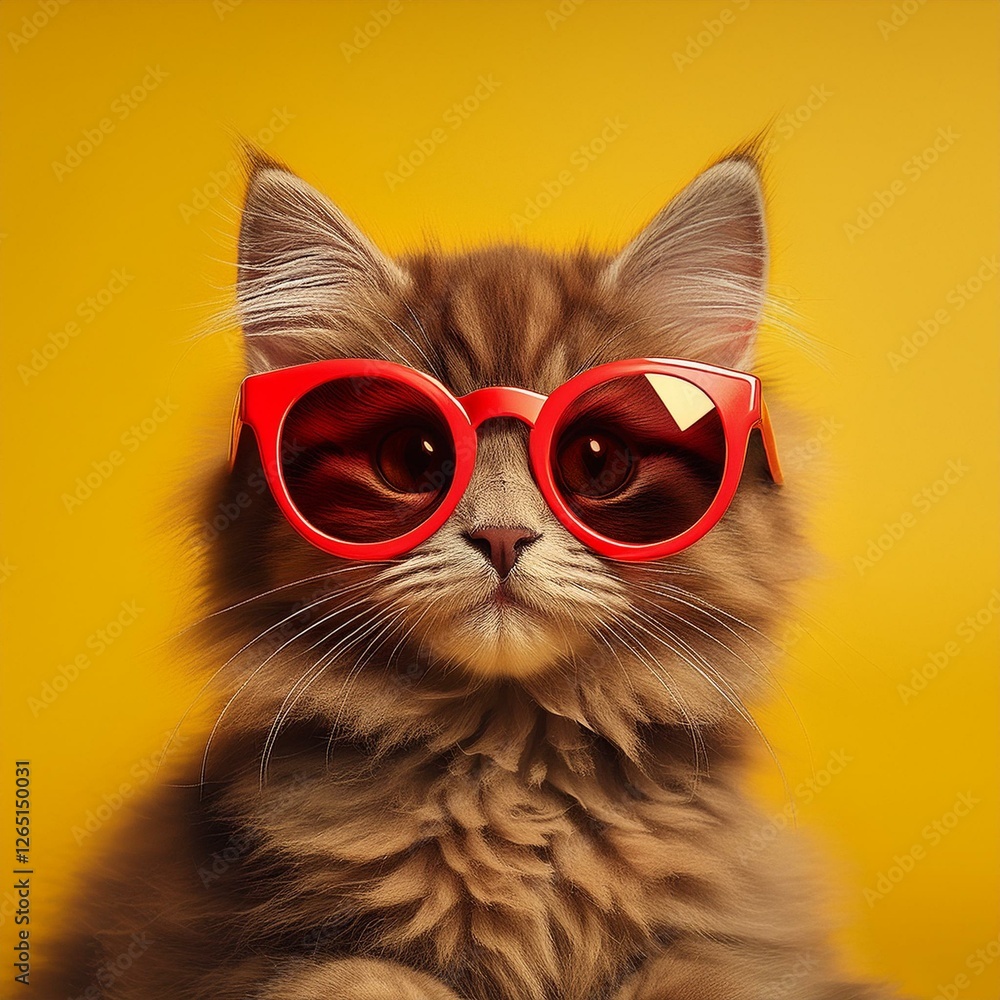 brown kitten with sunglasses brown kitten with sunglasses