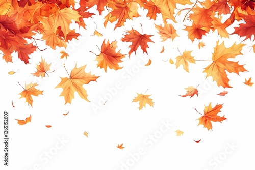 Autumn/falls background with falling leaves and copy space