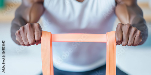 Person Using Orange Resistance Band Exercise