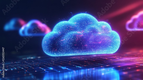 Big data transfer concepts in internet. Abstract virtual stream. Flowing digital code. Storage cloud structure. Graphic concept for your design.