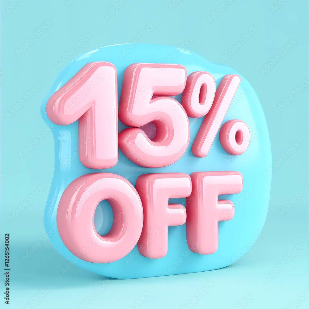 fifteen percent off banner in 3D fifteen percent off banner in 3D