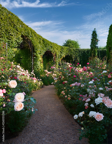 Beautiful display of a Rose garden photo