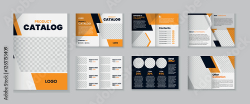 Modern company product catalogue design template, clean furniture catalog brochure design
