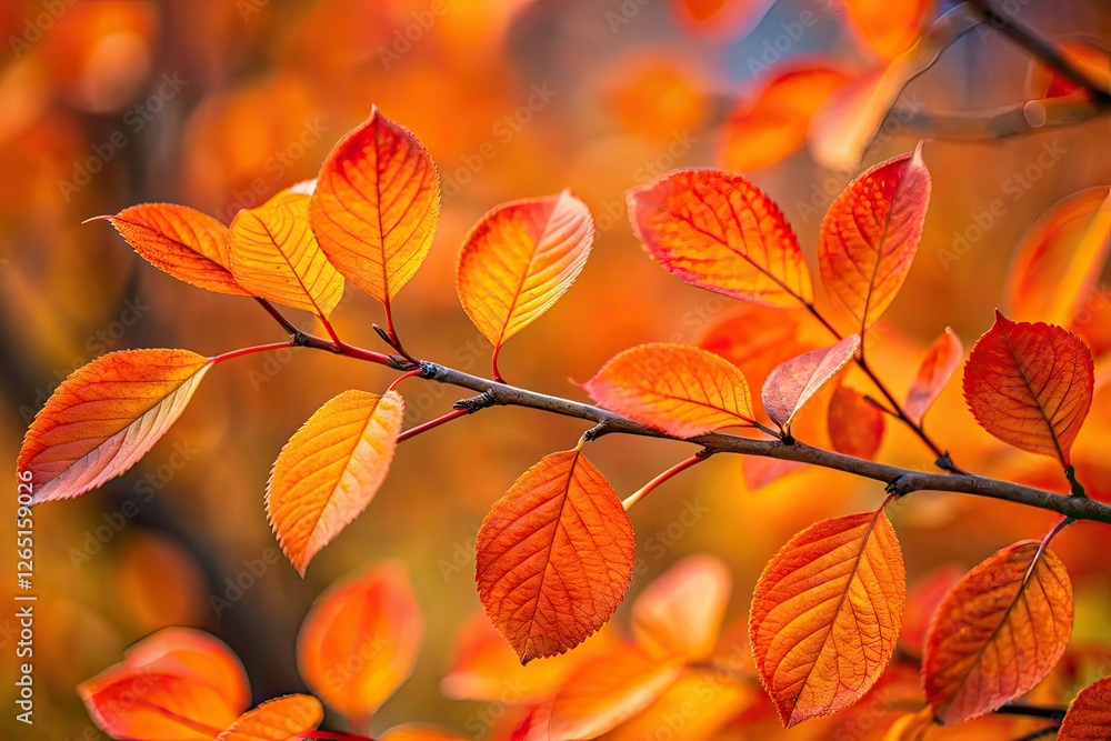 Orange Twig Leaves Autumn Nature Photography AI Image Orange Twig Leaves Autumn Nature Photography AI Image