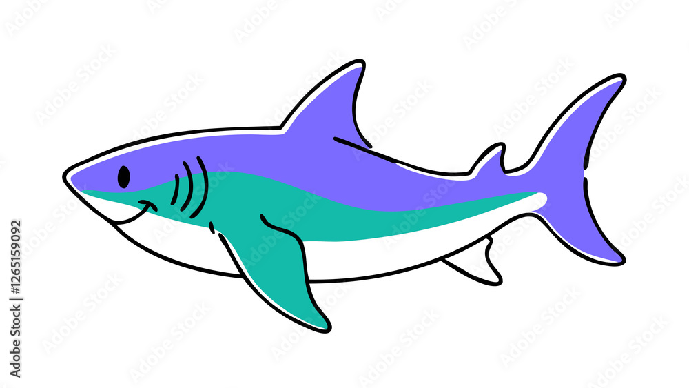 Colorful shark character gliding through the sea, embodying a lighthearted ocean vibe
Colorful shark character gliding through the sea, embodying a lighthearted ocean vibe