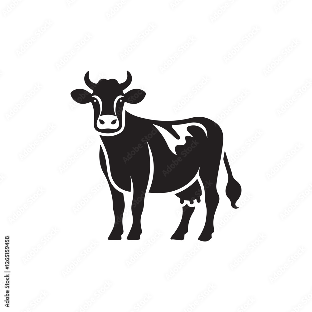 Cow silhoutee vector illustration on white Cow silhoutee vector illustration on white