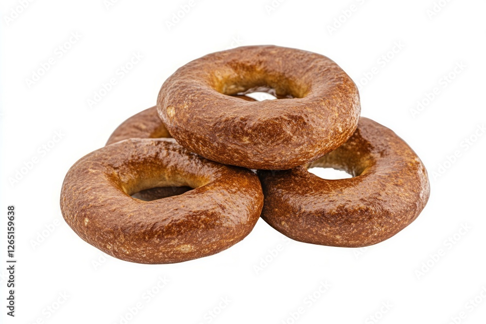 Poppy seed bagels on white background. AI image Poppy seed bagels on white background. AI image