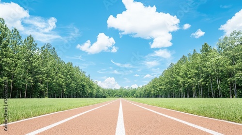 Wallpaper Mural Running track through forest, sunny day Torontodigital.ca