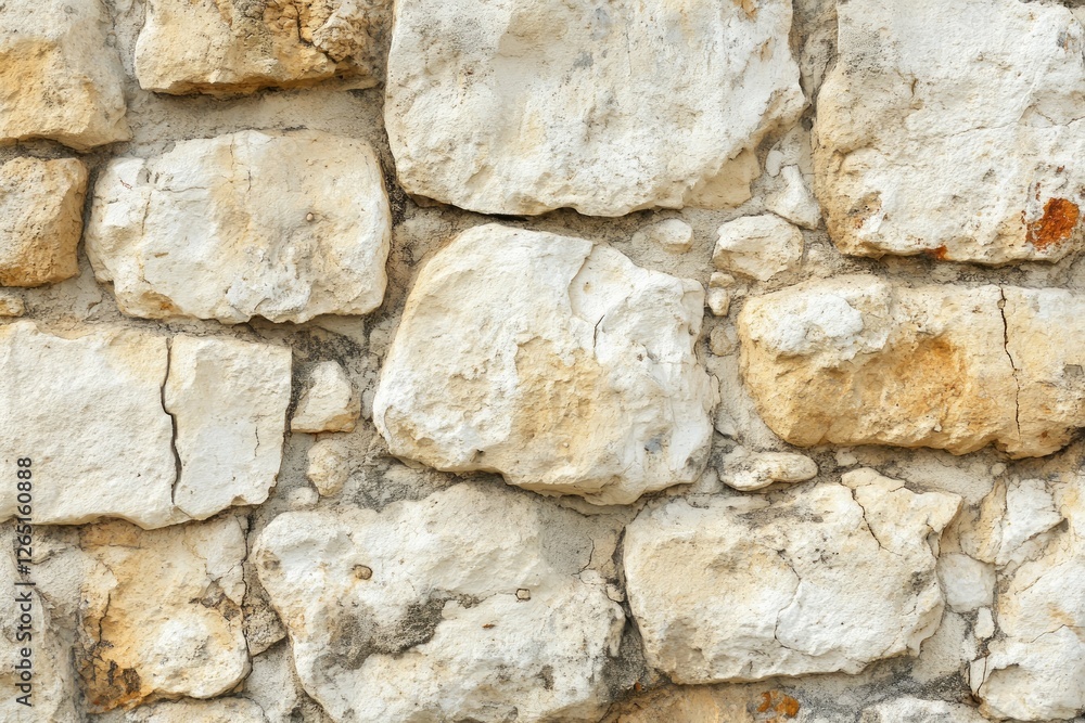 Obraz premium Rough white stone wall texture and shadows. AI image