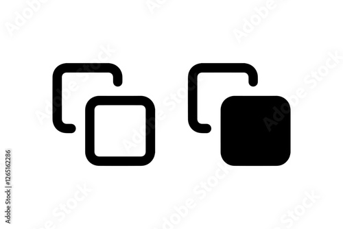 Copy and Duplicate Icons in Black Outline Vector.