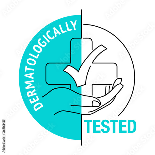 Dermatologically tested - stamp with hand and check mark