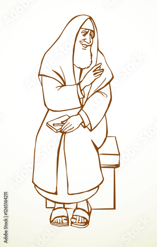 Vector drawing. Old jewish man