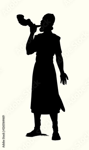 Vector drawing. Warrior with torch