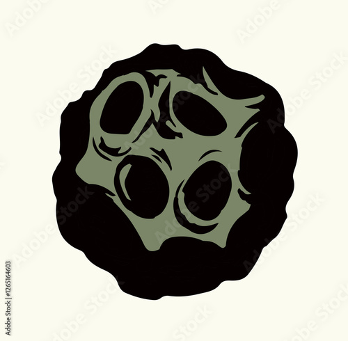 Vector drawing. Small Asteroid in the sky