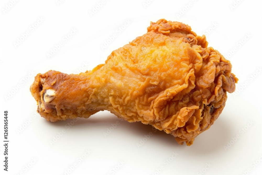 Crispy fried chicken leg on white background. AI image Crispy fried chicken leg on white background. AI image