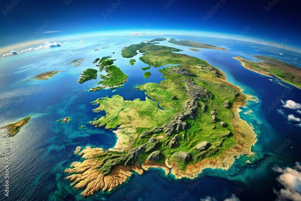 Fototapeta premium Stunning 4K Satellite Image of Ireland: High-Resolution Map of Emerald Isle in Europe