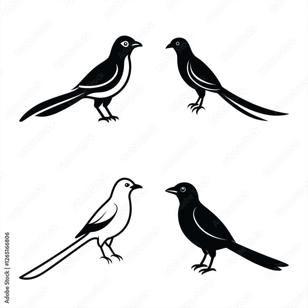 Fototapeta premium Drongo Bird Silhouette Vector Icon – High-Quality Download.