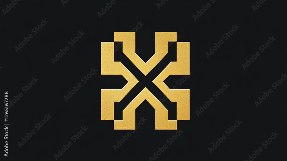 Fototapeta premium Golden Geometric X Shaped Abstract Design