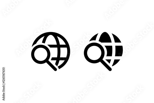 Outlined and Solid Global Search Icons vector