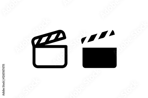 Outlined and Solid Clapperboard Icons vector