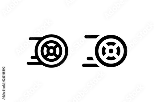 Speeding Wheel Icon in Outline and Solid Style vector