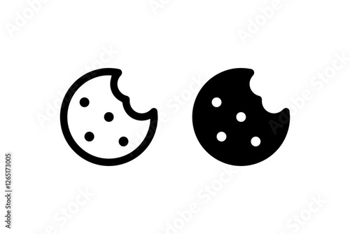 Bite Mark Cookie Icon in Outline and Solid Vector