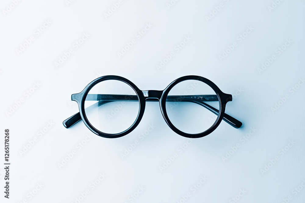 Black plastic, insulated unisex eyeglass frame on a white background Black plastic, insulated unisex eyeglass frame on a white background