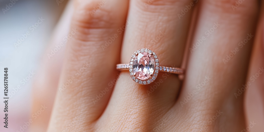 Elegant engagement ring with pink gemstone and diamond accents Elegant engagement ring with pink gemstone and diamond accents