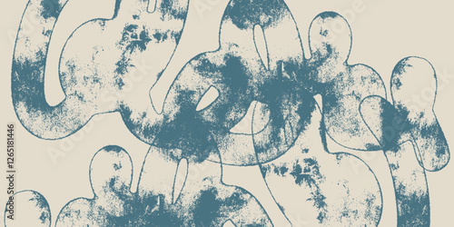 White, blue curly brush stroke header, background. Vector design element, banner, print or poster. Swirled textured smears