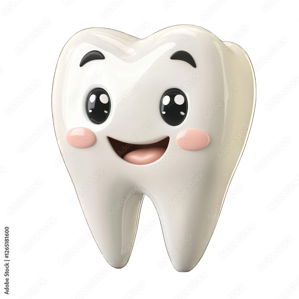 Happy white tooth cartoon character isolated on transparent background Happy white tooth cartoon character isolated on transparent background