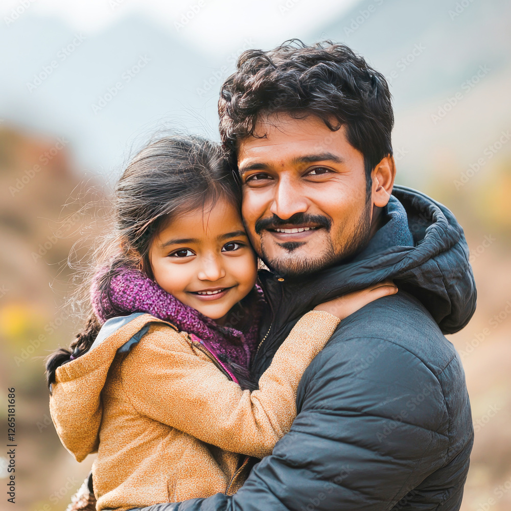 Fototapeta premium indian man holding daughter