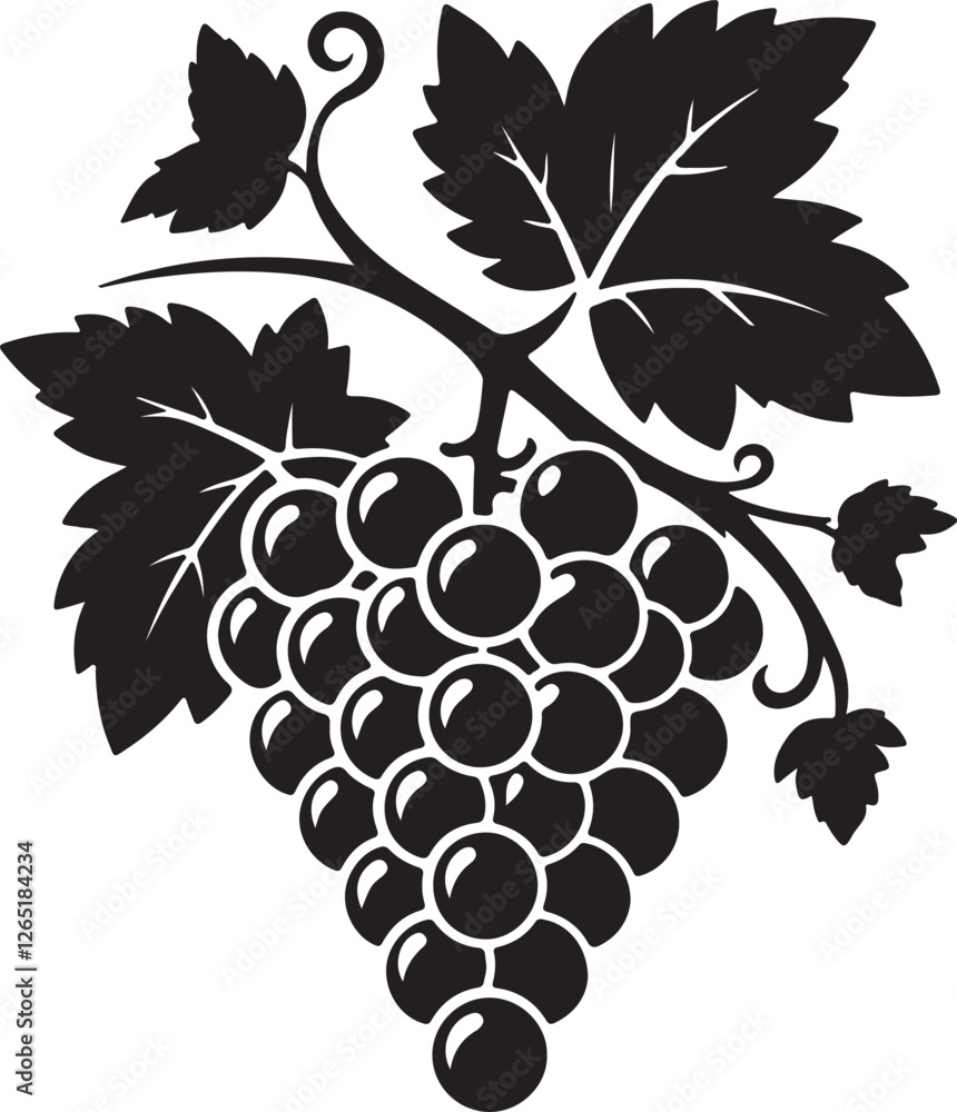 Obraz premium Grape silhouette vector art illustration. Grape vector icon.