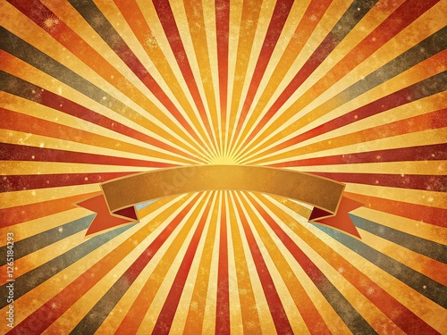 Retro Sunburst Vintage Banner Background AI Photo photo