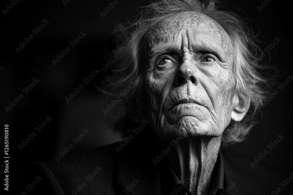 Elderly man gazing thoughtfully into the distance, showcasing a lifetime of experiences and wisdom from his expressive face Elderly man gazing thoughtfully into the distance, showcasing a lifetime of experiences and wisdom from his expressive face