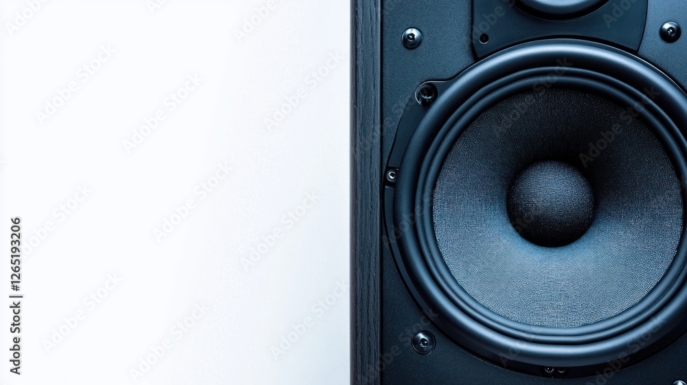 Studio speaker close-up, white background, music, audio Studio speaker close-up, white background, music, audio