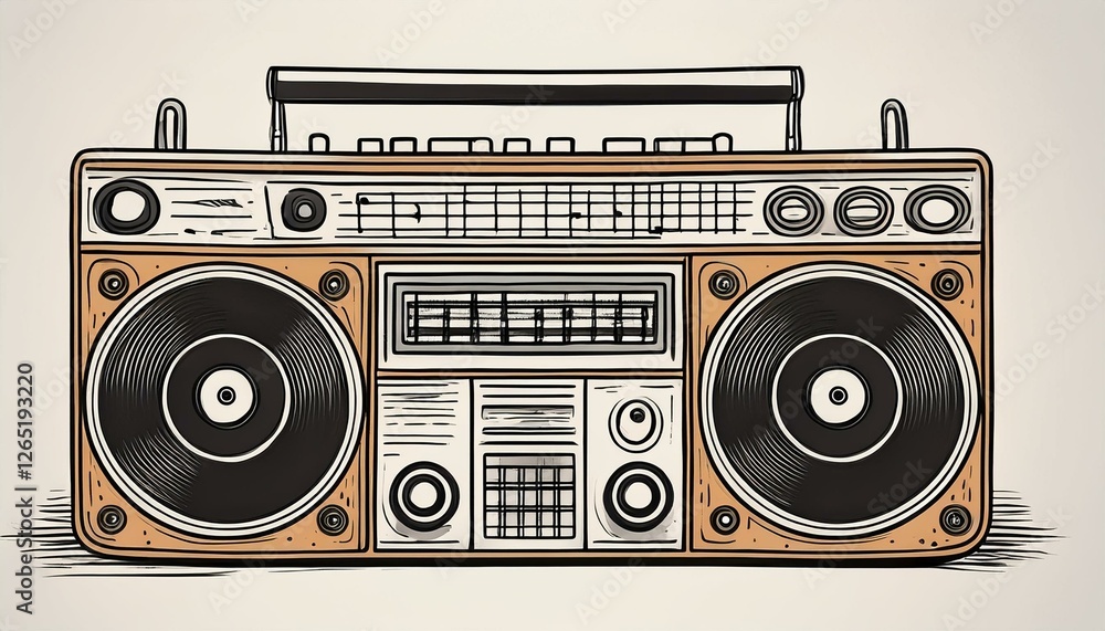 Hand drawn boombox. Doodle sketch style. Drawing line simple retro music record icon. Isolated perfect any project. Hand drawn boombox. Doodle sketch style. Drawing line simple retro music record icon. Isolated perfect any project.