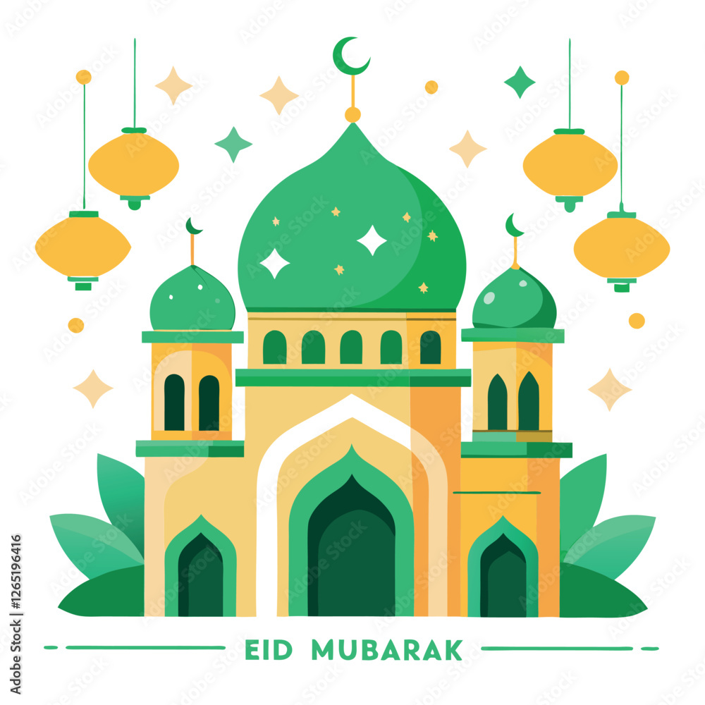 Fototapeta premium Ramadan & Eid Mubarak Greeting Cards vector illustration 
