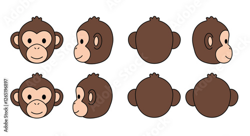 The first frame shows a front view, while the second shifts to a side profile of the monkey.