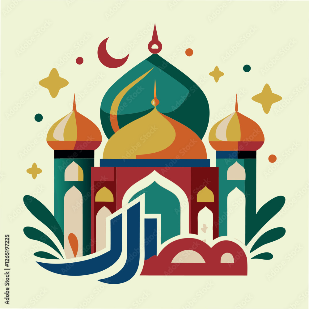 Fototapeta premium Ramadan & Eid Mubarak Greeting Cards vector illustration 