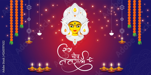 Vector illustration of Chaitra Navratri social media template