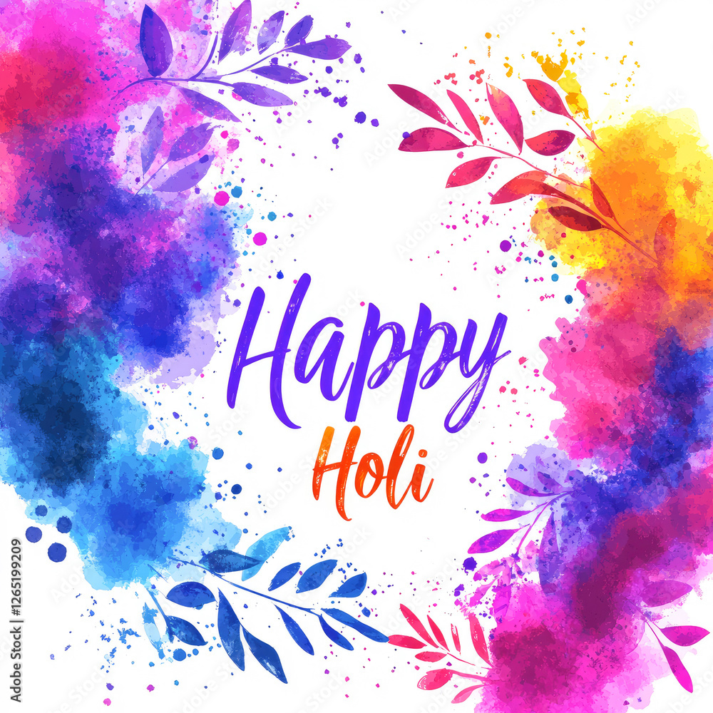 Colors splash with happy holi text Colors splash with happy holi text