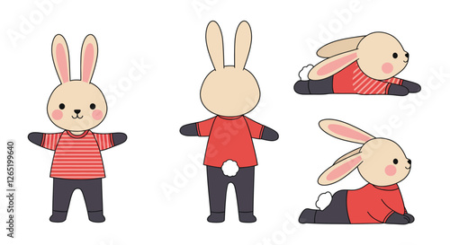 The first frame shows the bunny standing, while the second frame depicts it lying down.
